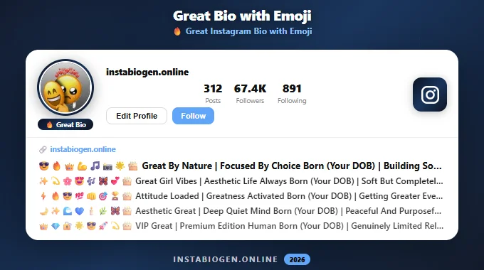 Great Instagram Bio with Emoji